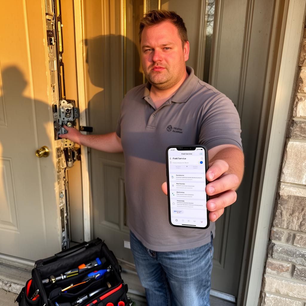 Locksmith using Call Monkey field service app on iPhone